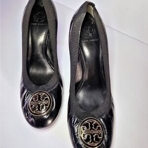 Tory Burch Black Reva Logo Ballet Flats